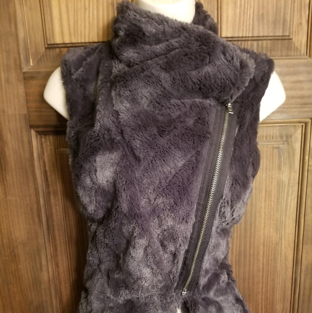 Material Girl Furry Moto Style vest